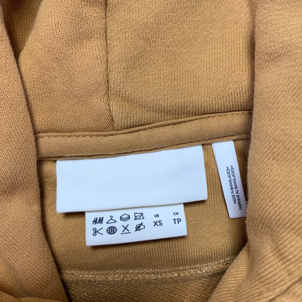 H&M Blank Staple Hoodie XS Yellow Orange Sweatshirt Pullover Heavy Oversized - Picture 5 of 13